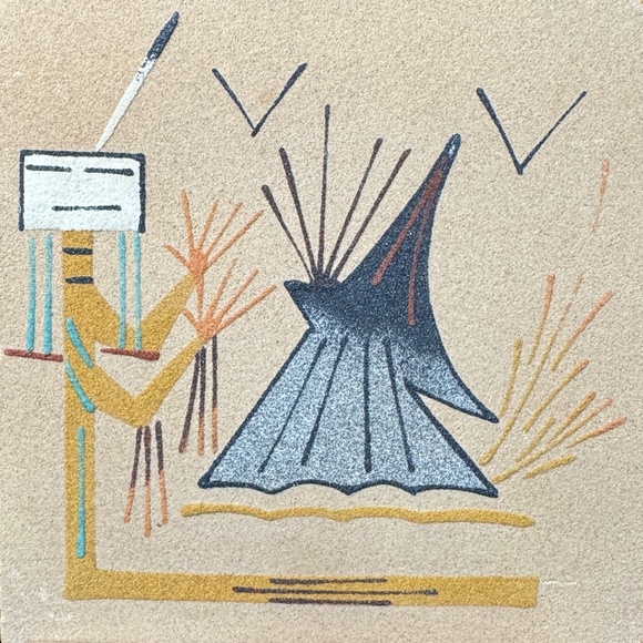 Vintage sand art, Mid Century Southwestern artwork - Picture 2 of 4